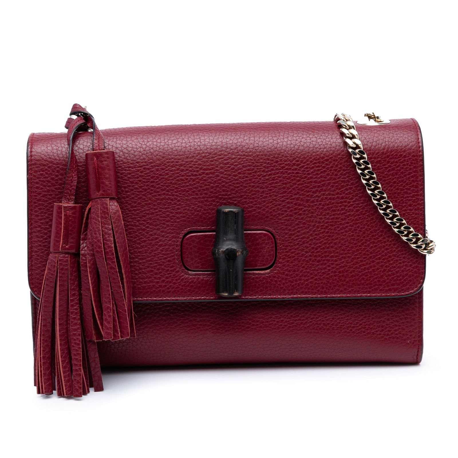 Gucci Medium Miss Bamboo Red Leather Crossbody Bag (1 of 7)