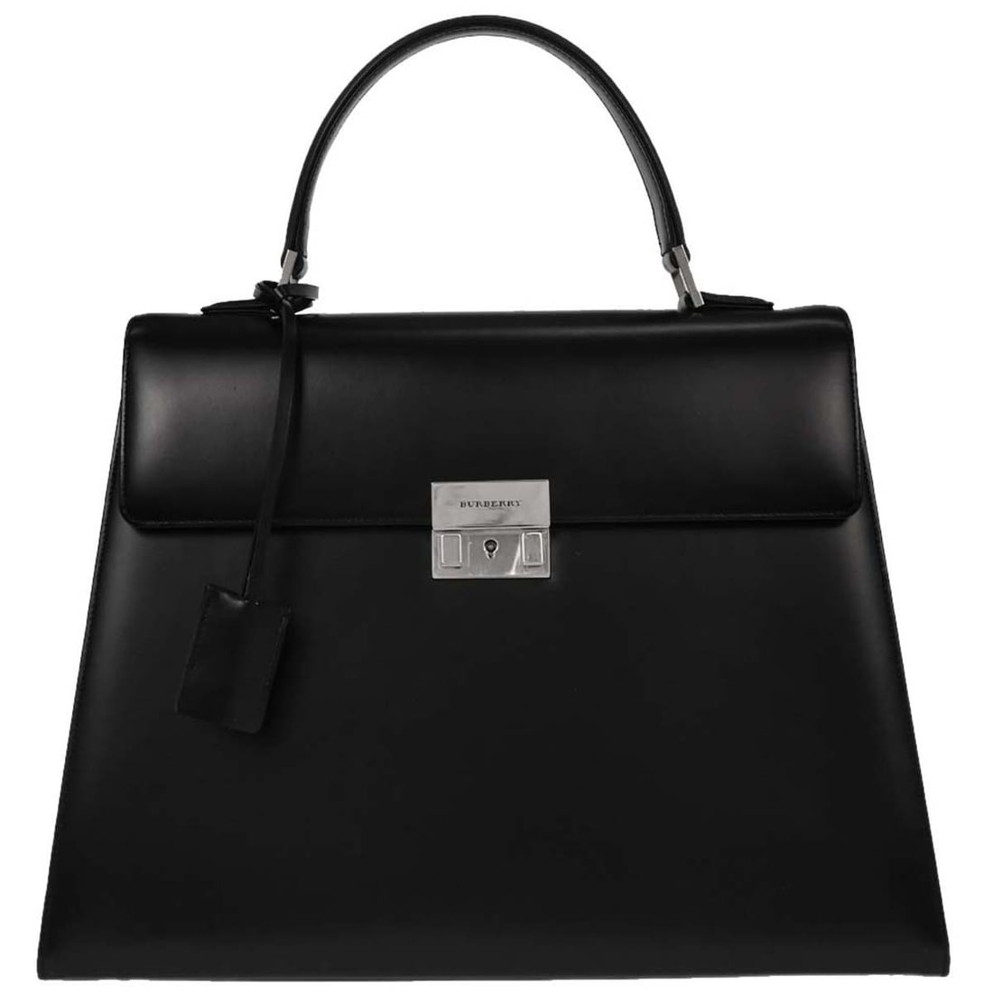 Burberry Black Leather Top Handle Handbag with Inner Pockets (1 of 10)