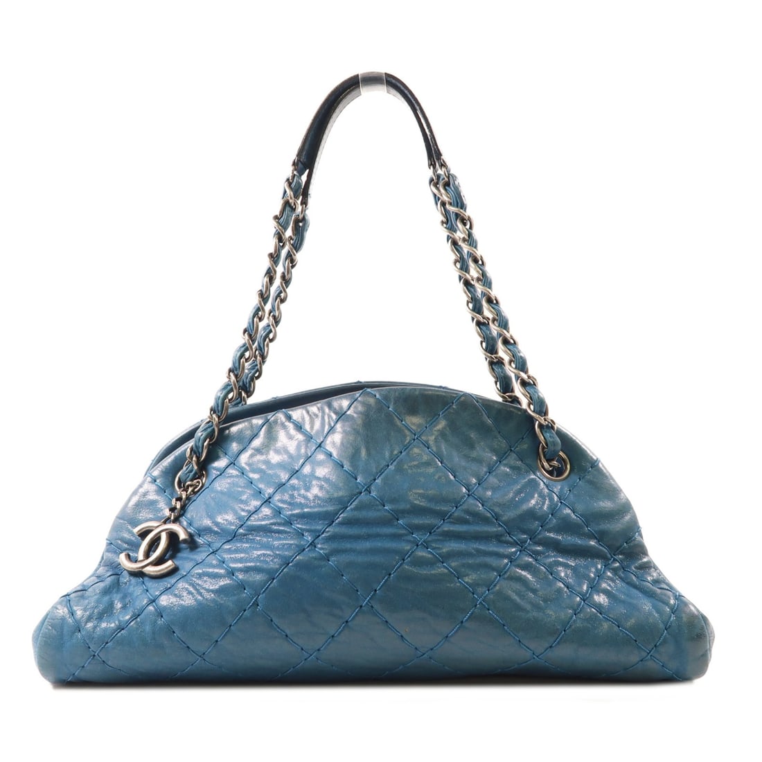 CHANEL Blue Calfskin Leather Chain Shoulder Handbag (1 of 14)