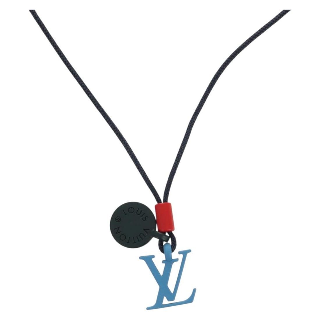 LOUIS VUITTON Collier Charms Necklace Enamel Navy M63648 Authentic (1 of 12)