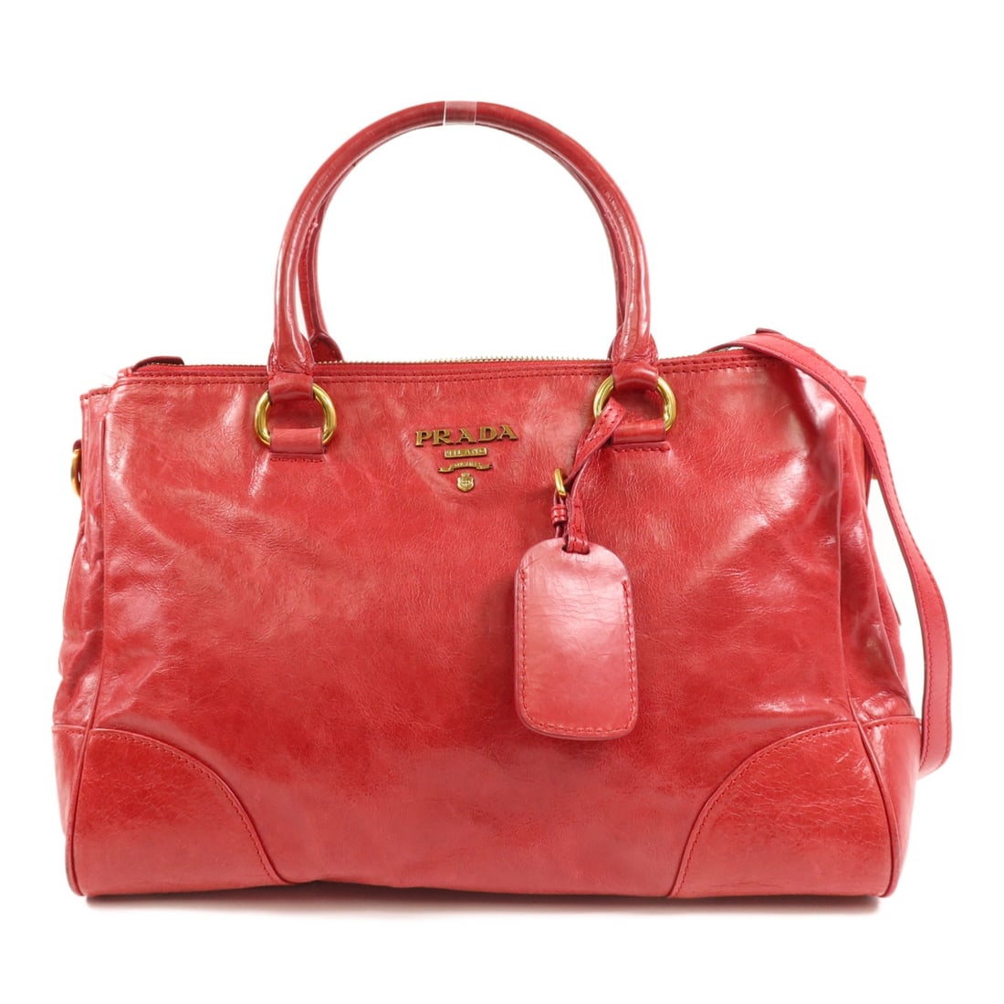PRADA Red Calfskin 2 Way Shoulder Bag with GHW (1 of 18)