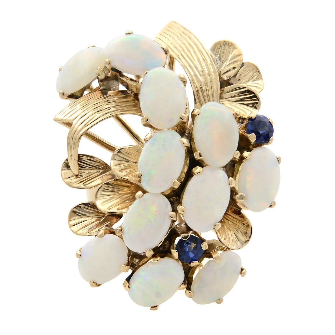Rachel Koen 14K Yellow Gold Opal Sapphire Cocktail Ring Size 7: Rachel Koen 14K Yellow Gold Opal Sapphire Cocktail Ring Size 7 Enhance your jewelry collection with this stunning estate cocktail ring, beautifully crafted in 14K yellow gold. This eye-catching piece
