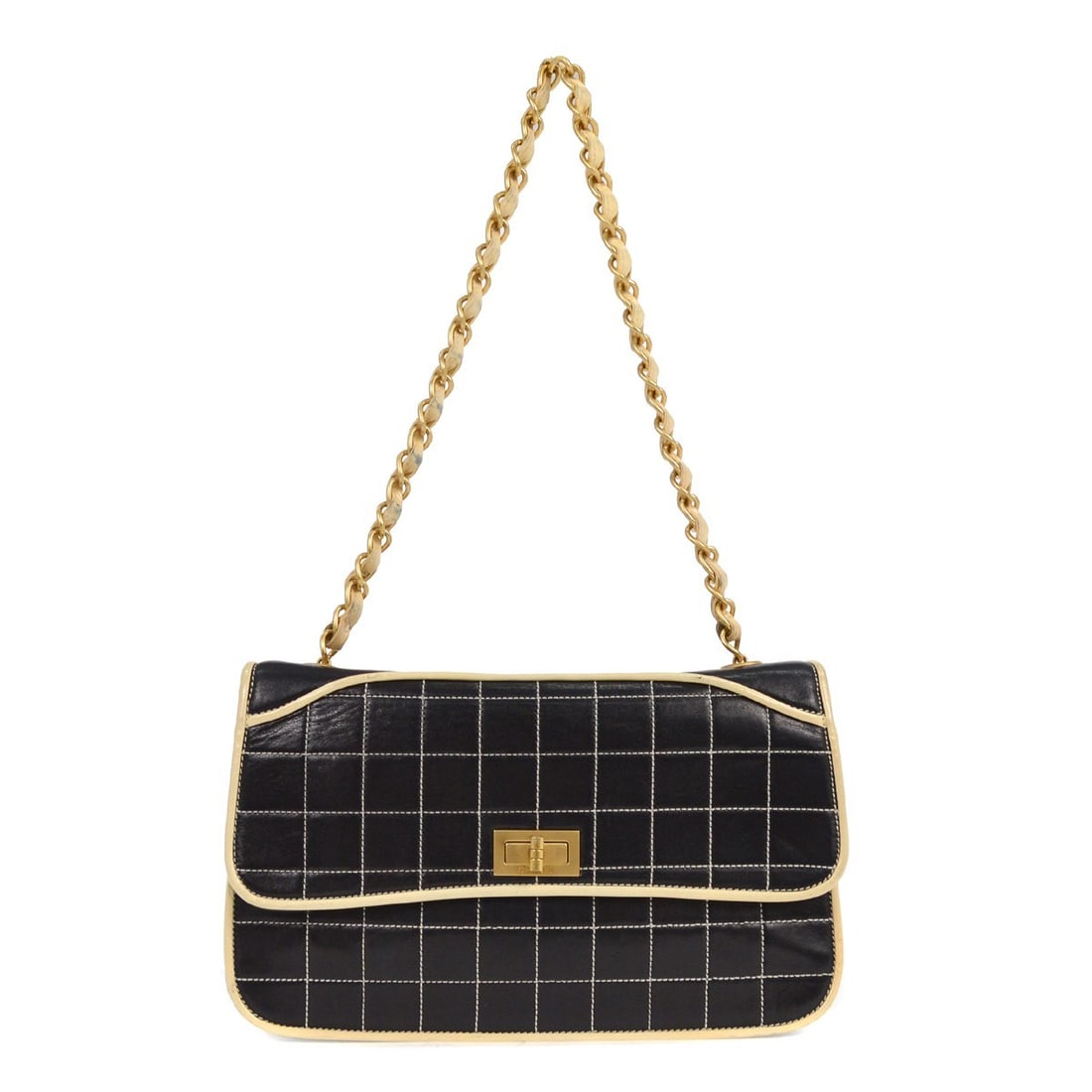 Chanel Black Lambskin Mademoiselle Lock Shoulder Bag Gold Chain (1 of 8)