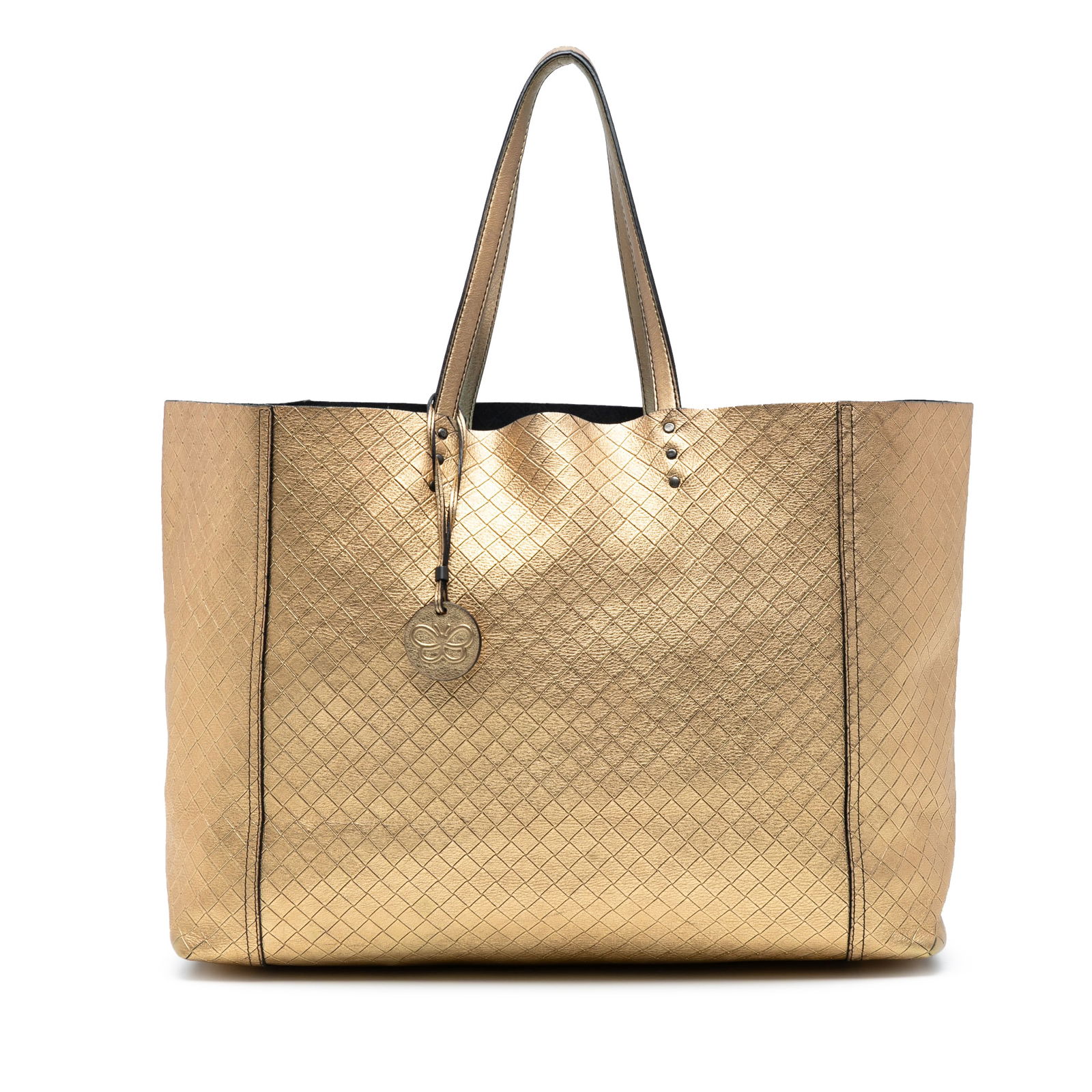 Bottega Veneta Gold Metallic Leather Intrecciomirage Tote Bag (1 of 7)