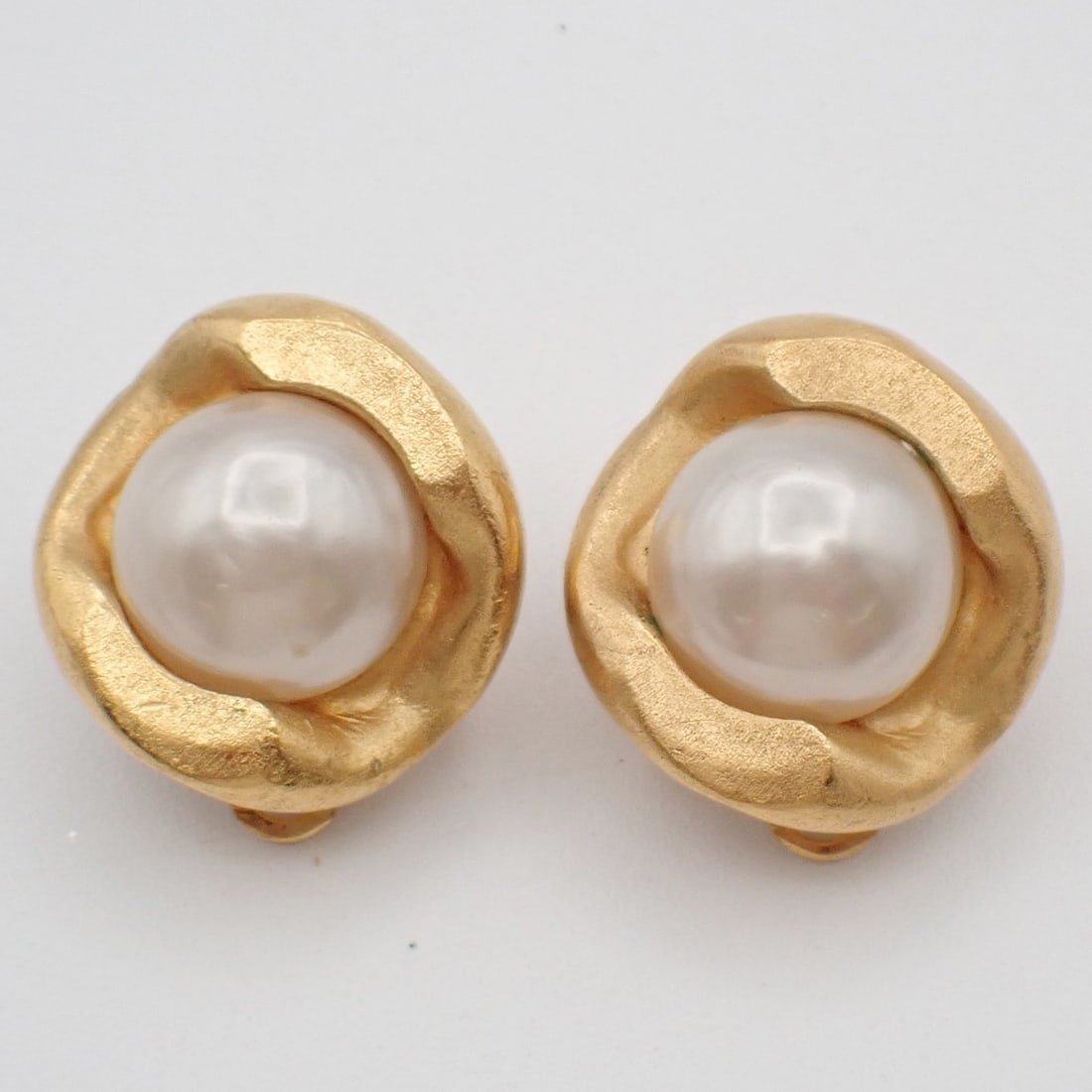 Round Gold Tone Clip-On Earrings by Chanel Vintage Collection (1 of 1)