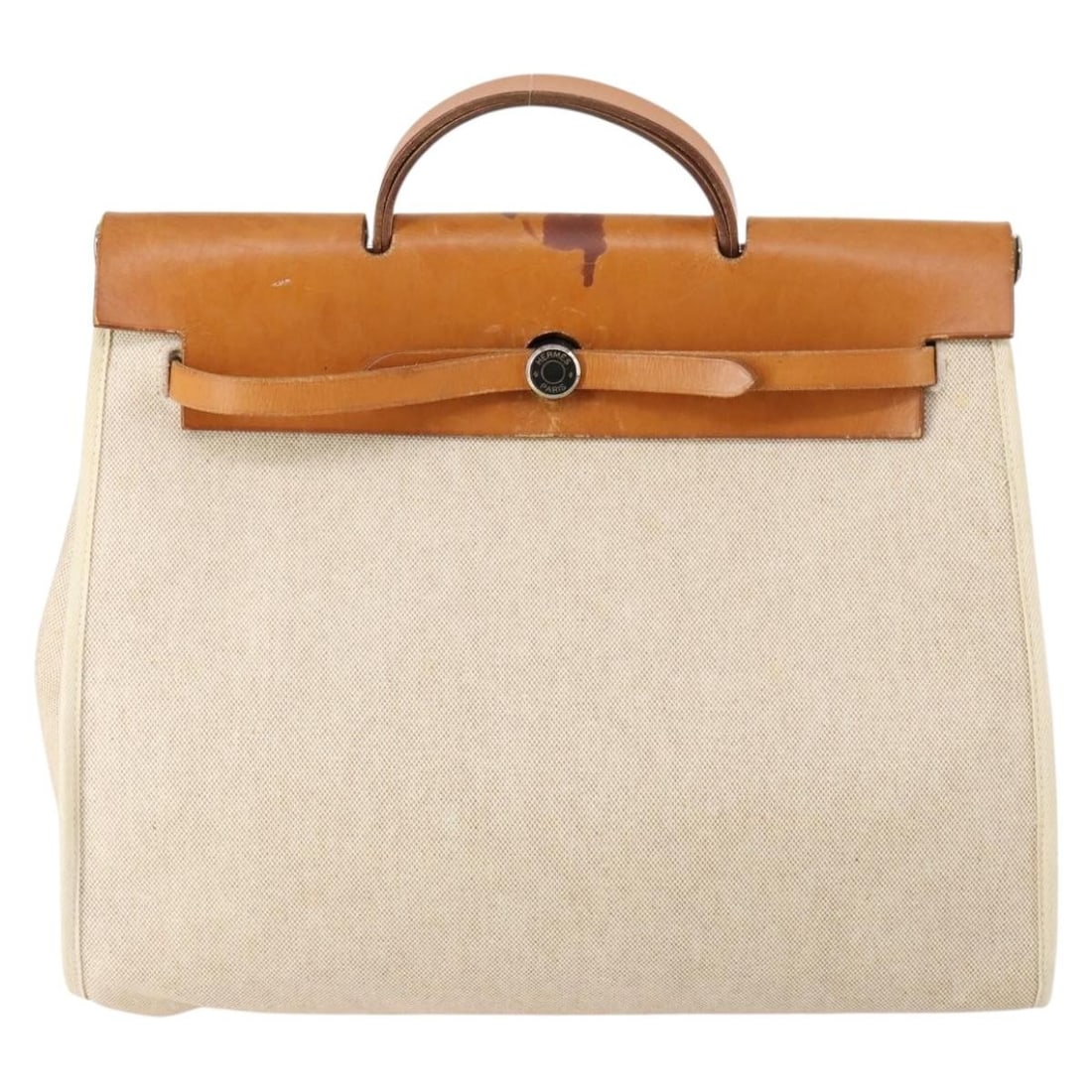 Herbag Tour Cendre MM handbag by Hermes in beige (1 of 2)