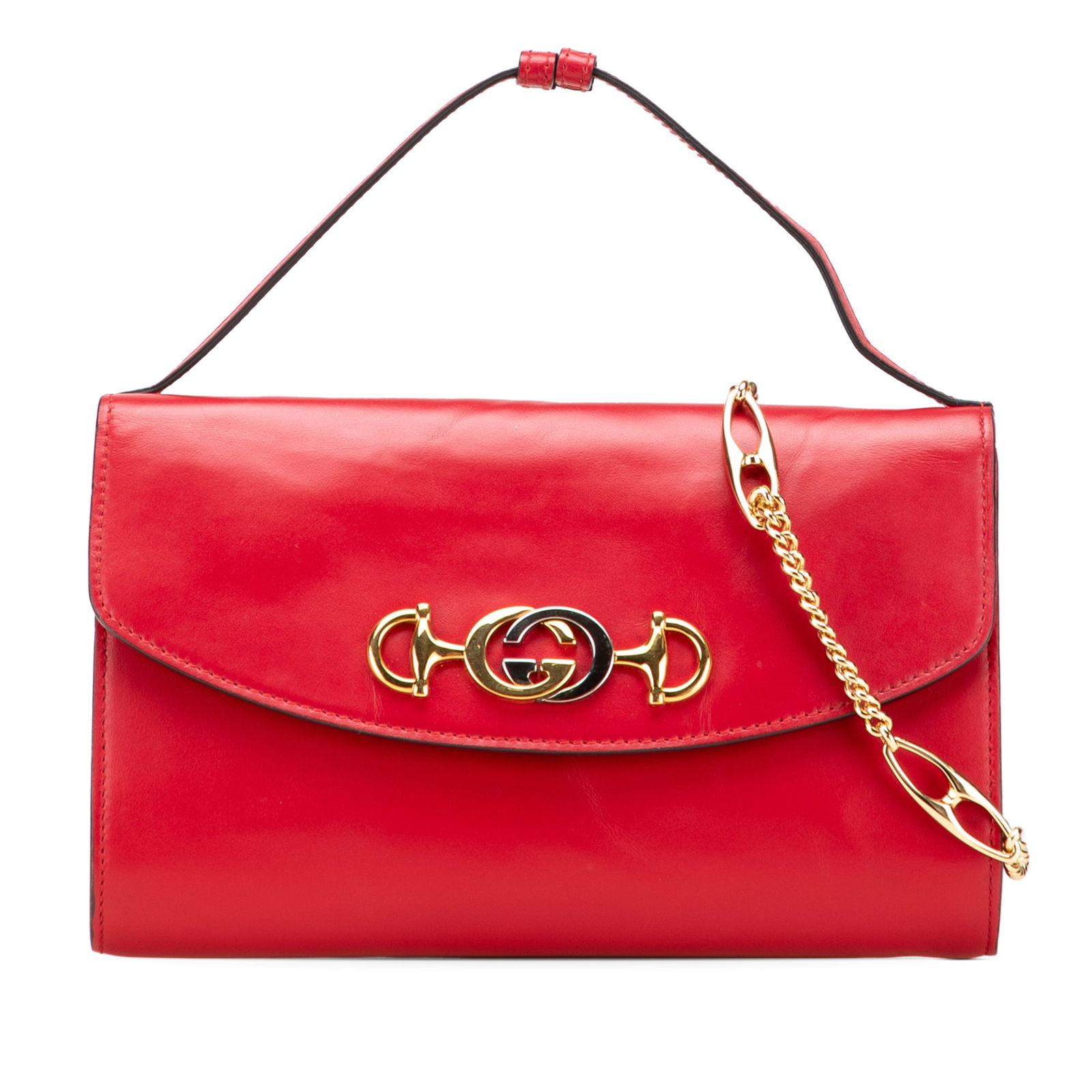 Gucci Small Leather Zumi Satchel Red with Gold Chain Strap: Gucci Small Leather Zumi Satchel Red with Gold Chain Strap The Gucci Small Leather Zumi Satchel is a stylish and sophisticated addition to any wardrobe. Crafted from high-quality leather, this satchel