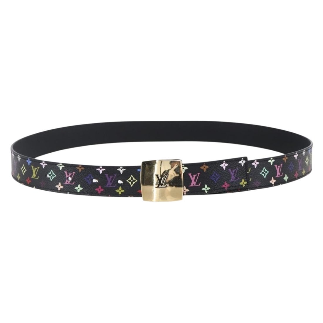 LOUIS VUITTON Multicolor Canvas Belt Black 1.2in Auth CA0067: LOUIS VUITTON Multicolor Canvas Belt Black 1.2in Auth CA0067 Elevate your accessory game with this stylish Louis Vuitton Multicolor Ceinture Belt in Black. Crafted from premium Monogram Multicolor Can