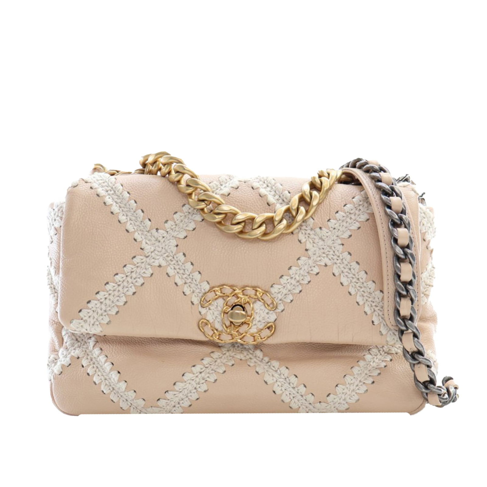 Chanel 19 Medium Flap Bag Crochet Detail Quilted Calf Leather (1 of 15)