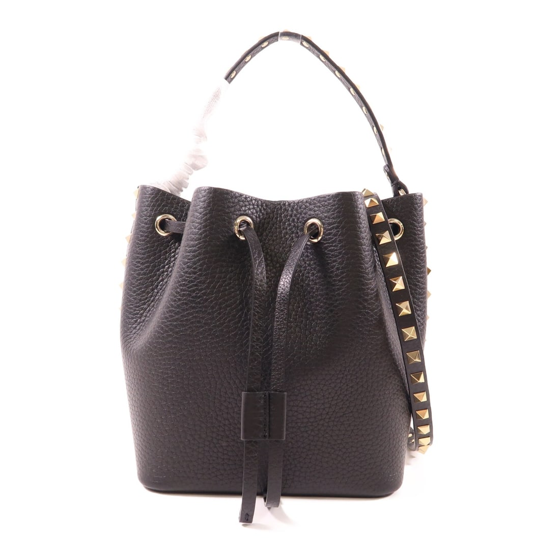 Valentino GHW Black Calfskin 2 Way Bucket Shoulder Bag (1 of 12)