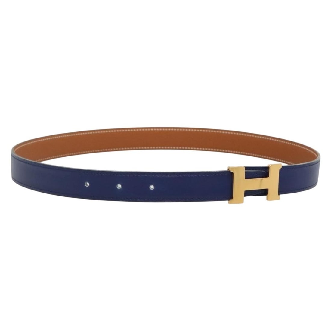 HERMES Constance Leather Belt Gold Blue with Dust Bag: HERMES Constance Leather Belt Gold Blue with Dust Bag Introducing the exquisite HERMES Constance Belt, a luxurious accessory crafted from premium leather. This stunning belt features a captivating col