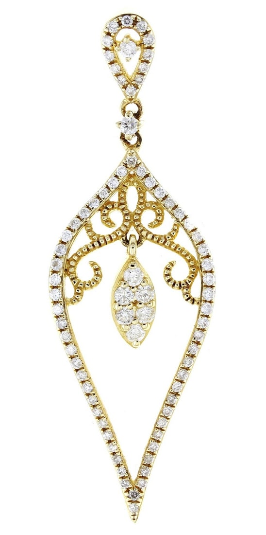 Rachel Koen 14K Yellow Gold 0.42ct Diamond Drop Pendant (1 of 2)