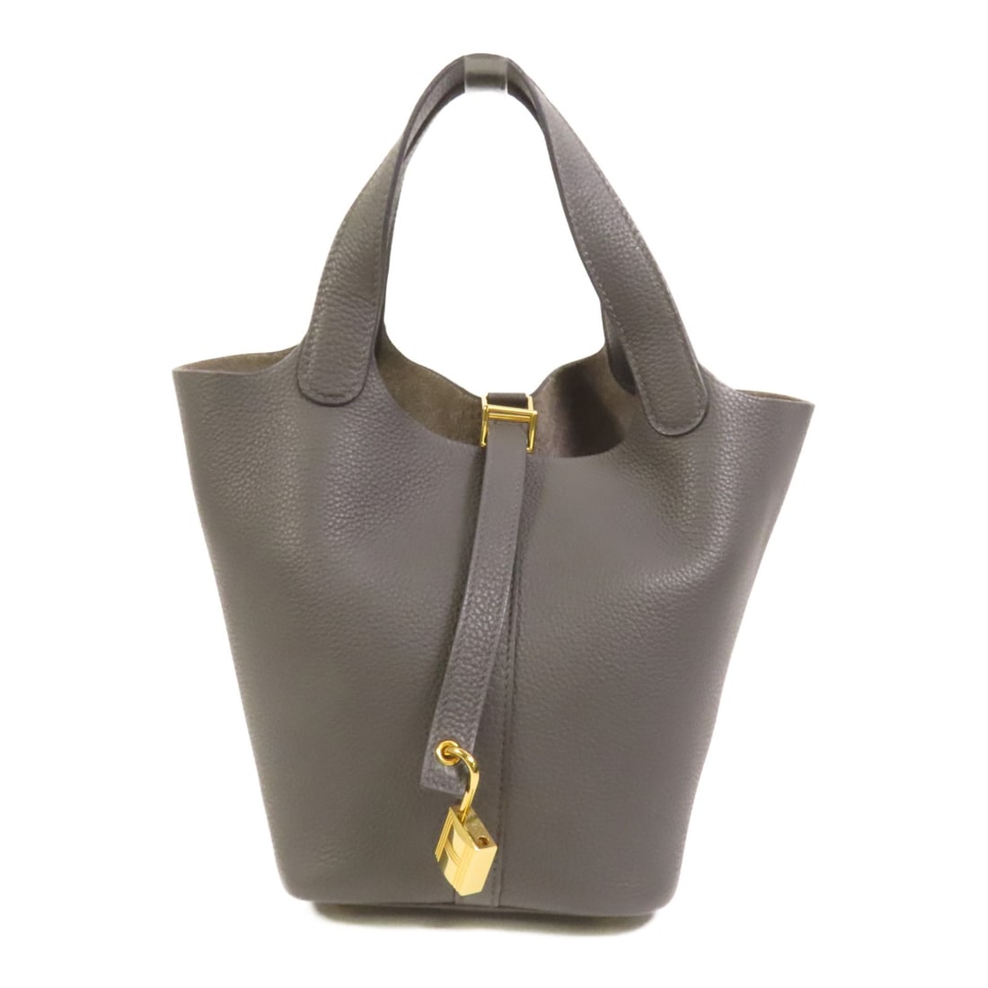 Hermes Picotin PM Tote in Gris Meyer Taurillon Clemence Leather with Gold Hardware (1 of 16)