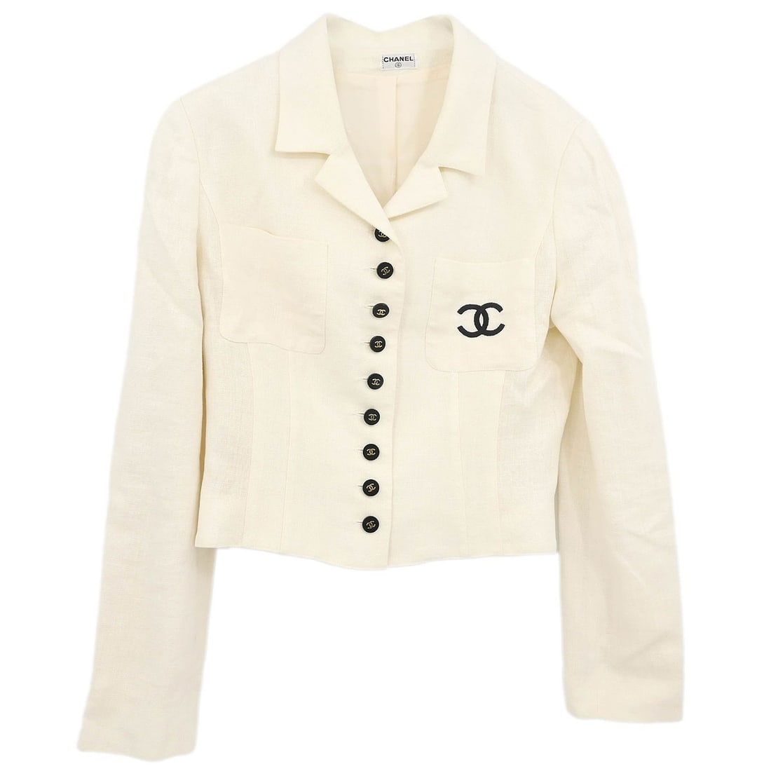 Chanel Vintage White Linen Single Breasted Jacket (1 of 10)