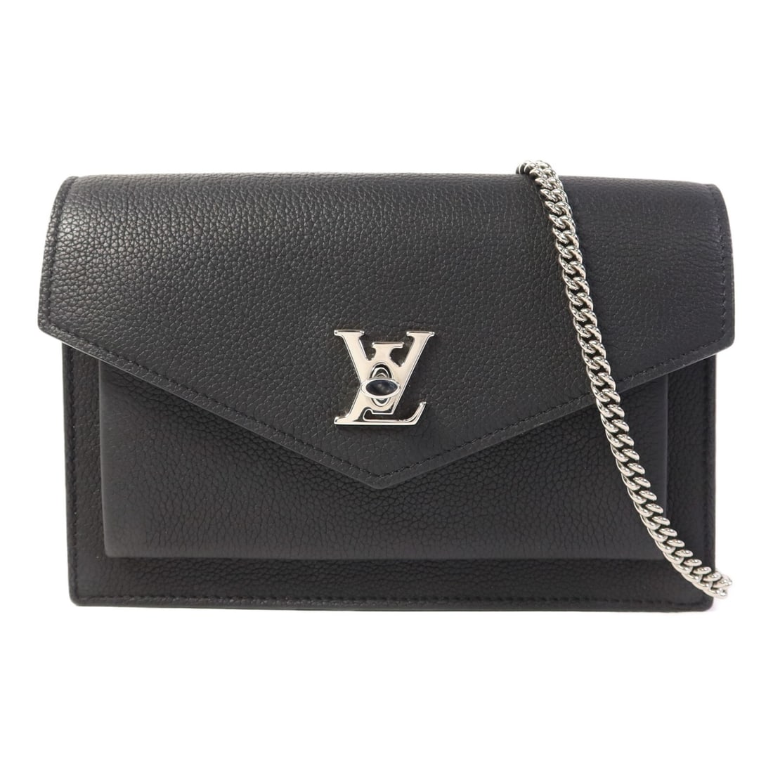 LOUIS VUITTON Mylockme Chain Shoulder Bag M63471 Black Calfskin: LOUIS VUITTON Mylockme Chain Shoulder Bag M63471 Black Calfskin The LOUIS VUITTON Mylockme Chain Shoulder Bag is a stylish accessory crafted from high-quality calfskin leather in a sleek black finish.