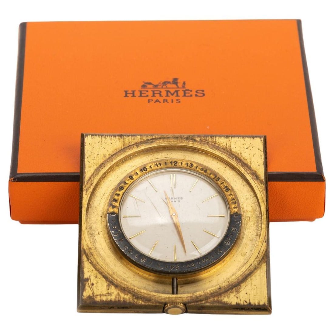 Hermes Vintage Table Clock with Box Luxury Design (1 of 7)