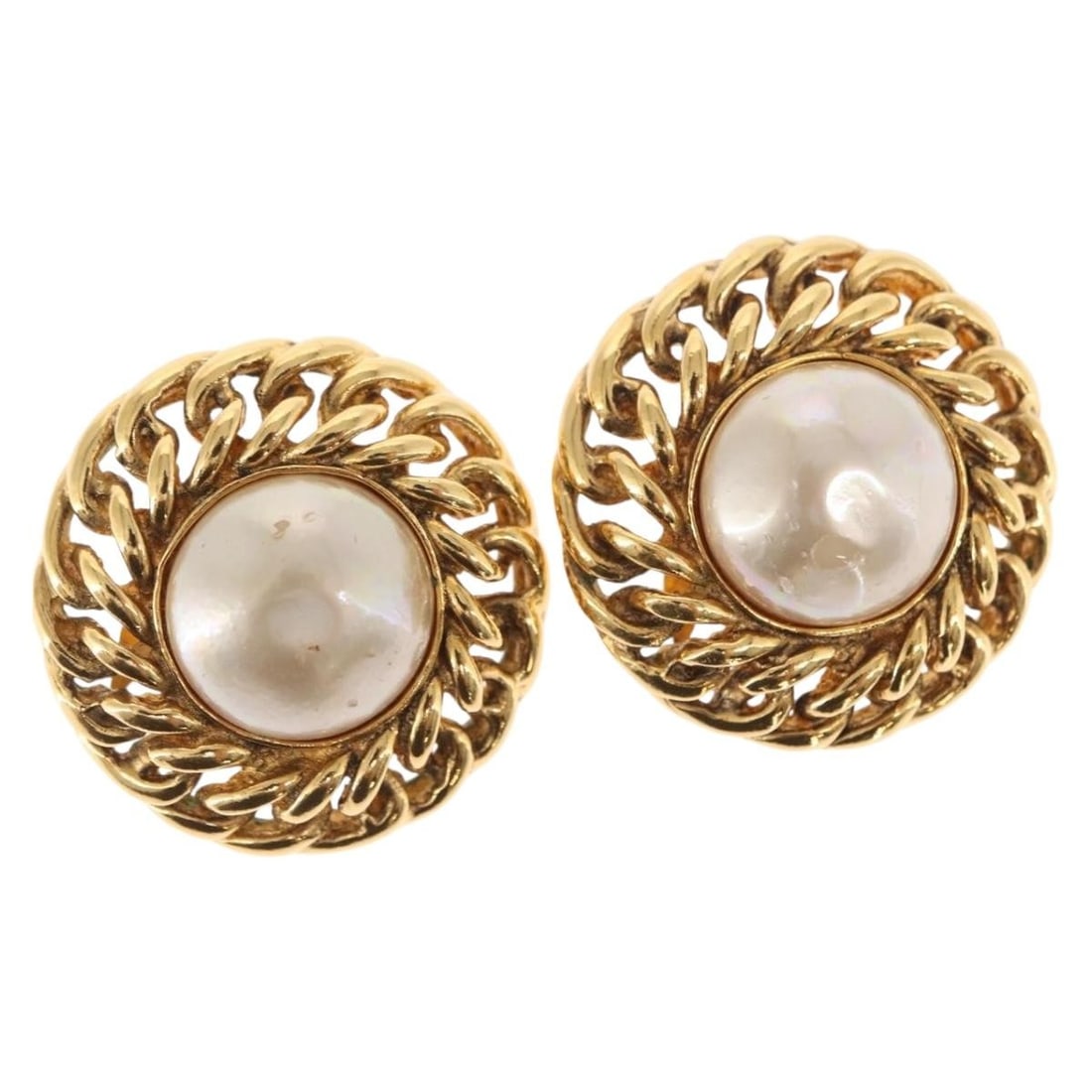 Vintage Chanel Gold Tone 3cm Round Clip Earrings (1 of 1)