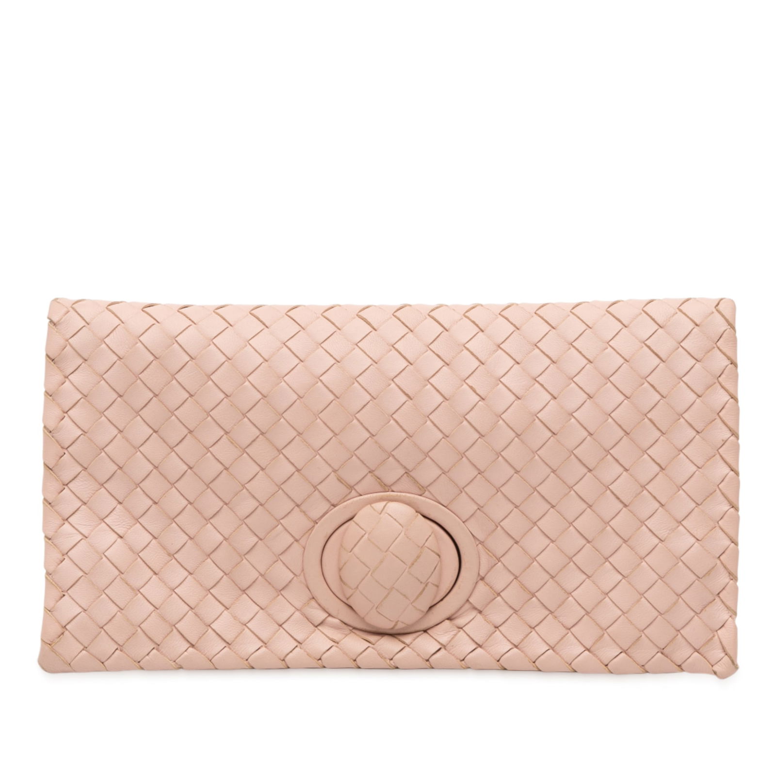 Bottega Veneta Pink Nappa Intrecciato Turn Lock Clutch Bag (1 of 11)
