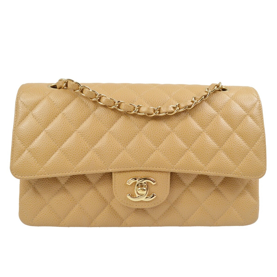 Chanel Beige Caviar Classic Double Flap Medium Shoulder Bag (1 of 8)