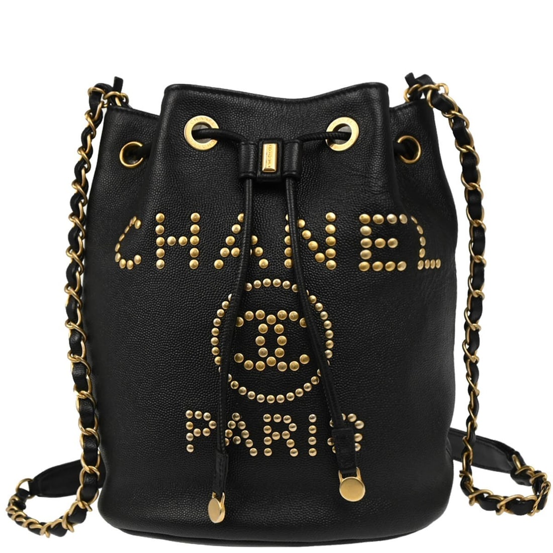 Chanel Black Caviar Skin Deauville Bucket Bag with Drawstring Closure (1 of 11)