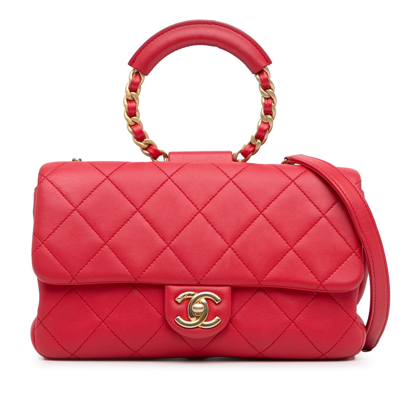 Chanel Medium Lambskin In The Loop Flap Red Leather Bag (1 of 12)