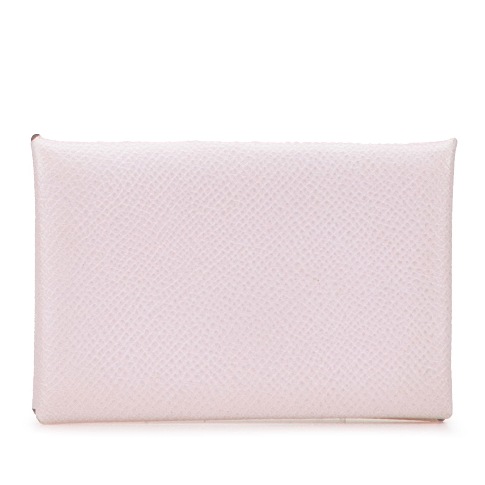 Hermes Epsom Calvi Pink Leather Card Holder: Hermes Epsom Calvi Pink Leather Card Holder Introducing the Hermes Epsom Calvi Card Holder, a sophisticated accessory crafted from premium Epsom leather. This elegant card holder features a snap butto