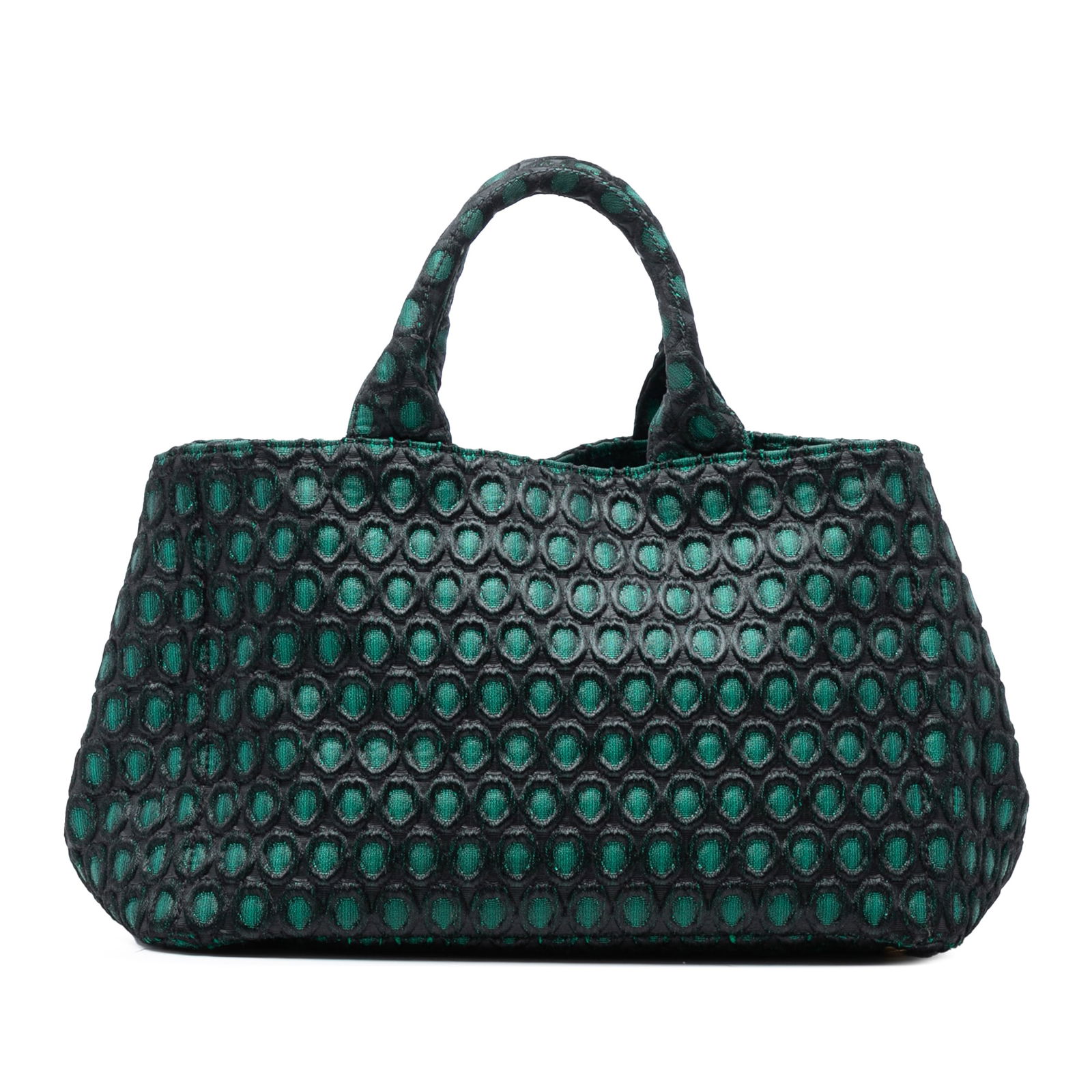 Prada Broccato Canapa Green Fabric Satchel Handbag with Interior Pockets (1 of 6)