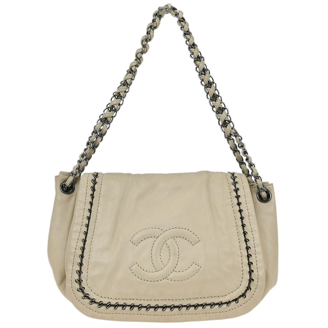 Medium Chanel Luxury Line Beige Calfskin Shoulder Bag (1 of 10)
