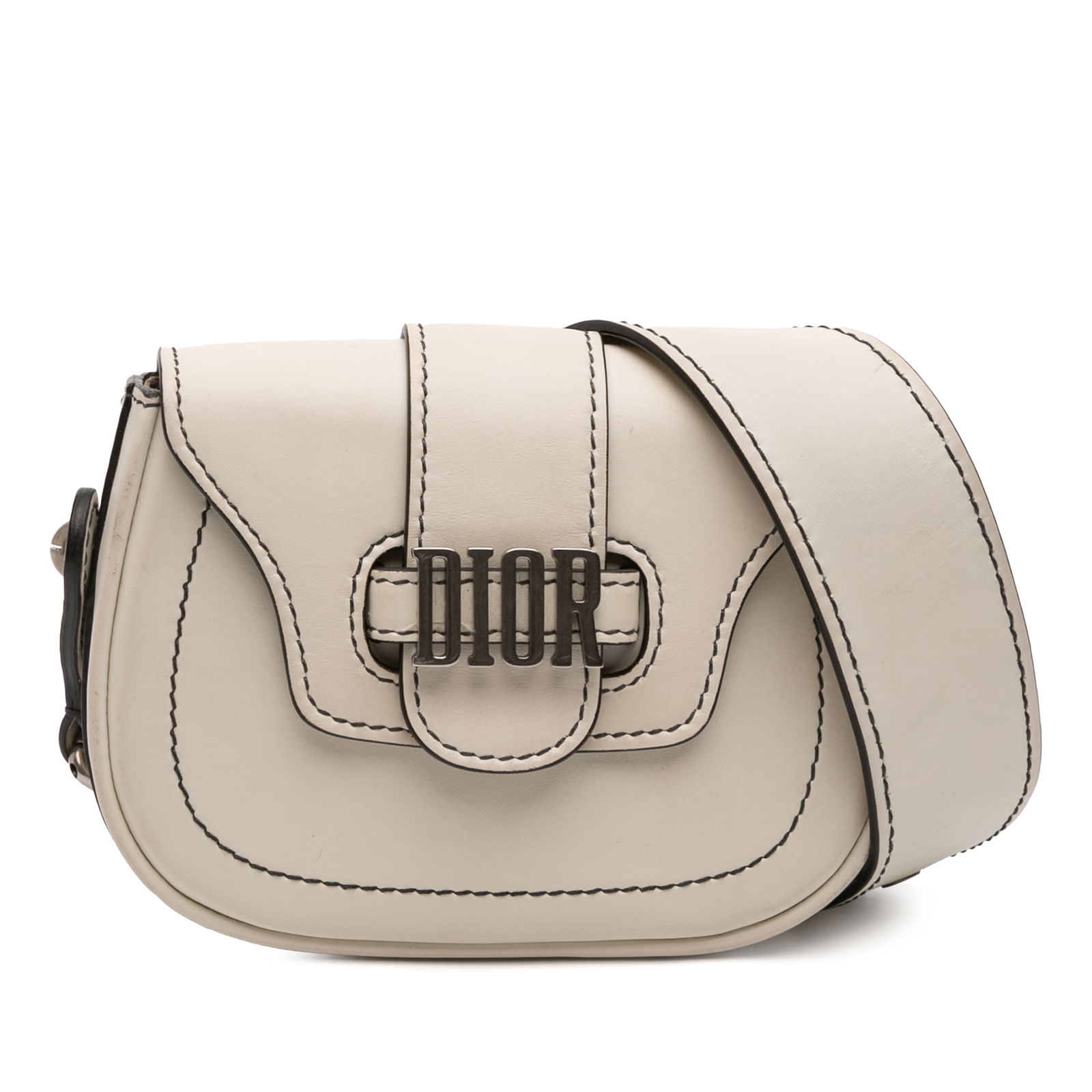Mini D Fence Saddle White Leather Shoulder Bag by Dior (1 of 12)