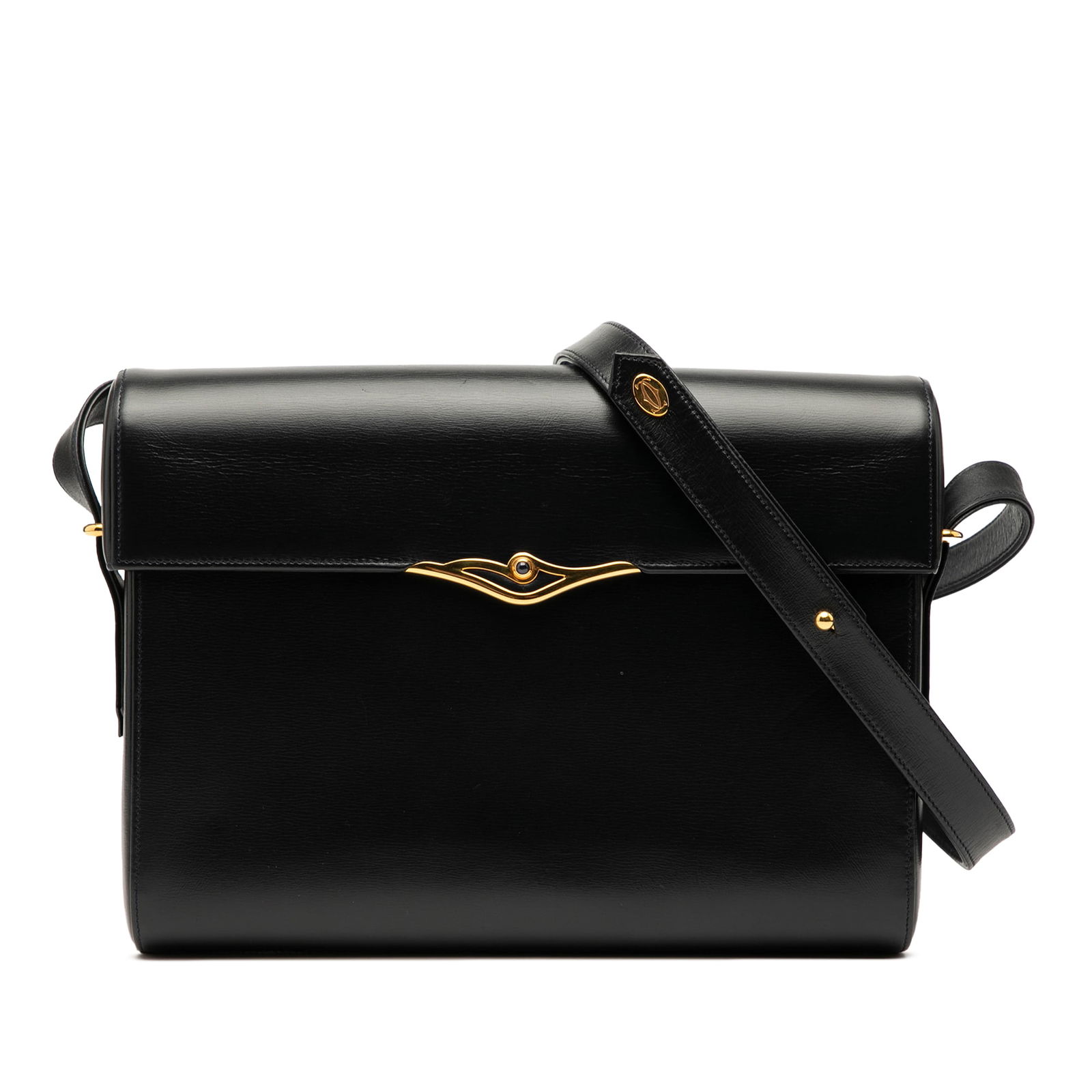 Cartier Sapphire Line Black Leather Crossbody Bag with Zip Pocket (1 of 7)