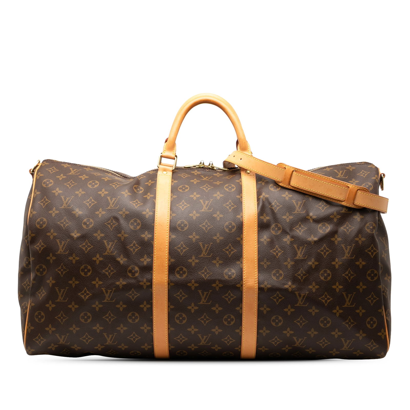 Louis Vuitton Monogram Keepall Bandouliere 60 Travel Bag: Louis Vuitton Monogram Keepall Bandouliere 60 Travel Bag The Louis Vuitton Monogram Keepall Bandouliere 60 is a stylish travel bag crafted from durable monogram canvas, complemented by vachetta leathe