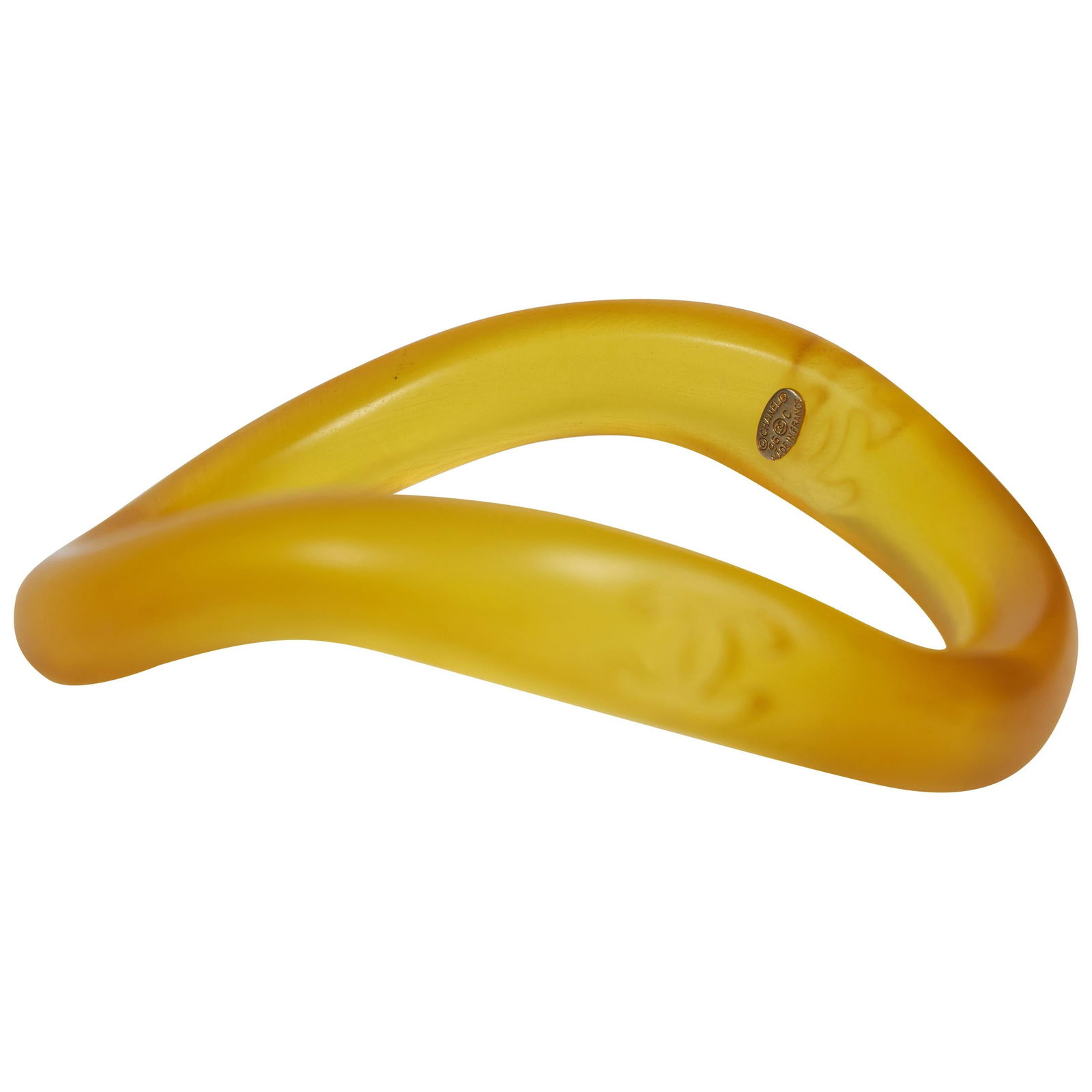 Chanel Cruise 96 Irregular Yellow Resin Bangle Bracelet (1 of 4)
