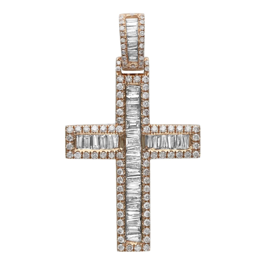 Rachel Koen 14K Yellow Gold Diamond Cross Pendant 1.80 Cttw Channel-Set (1 of 5)