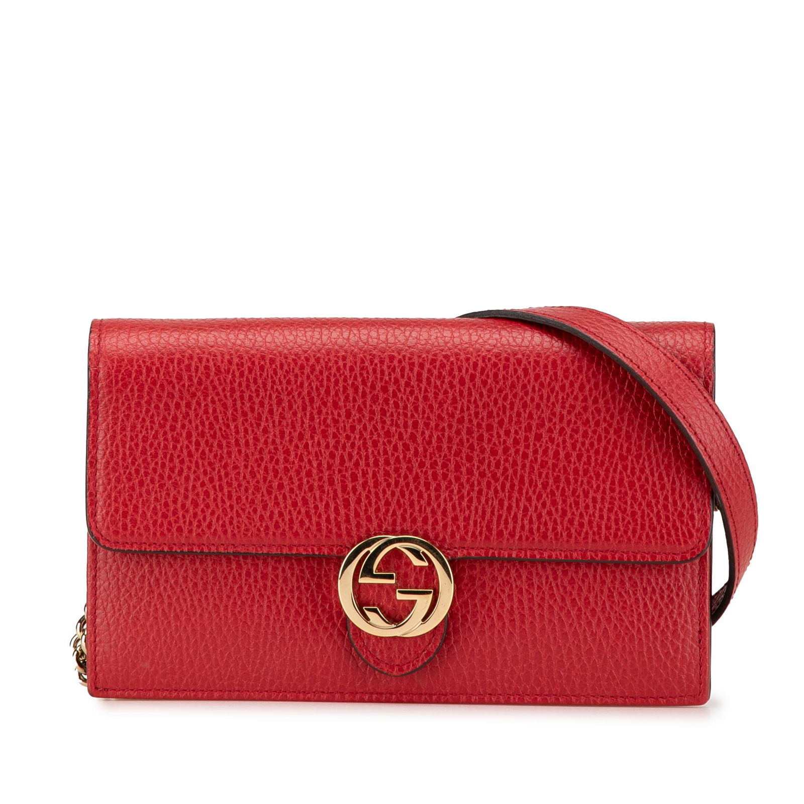 Gucci Red Leather Interlocking G Wallet on Chain Italy (1 of 14)
