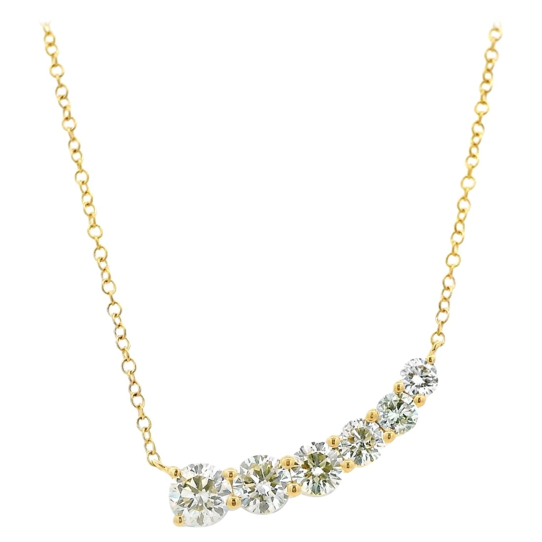 1.50ct Round Diamond Pendant Necklace 18k Yellow Gold GIA Appraisal: 1.50ct Round Diamond Pendant Necklace 18k Yellow Gold GIA Appraisal This exquisite 1.50ct Round Diamond Pendant Necklace showcases a stunning arrangement of six round brilliant diamonds, totaling 1.50