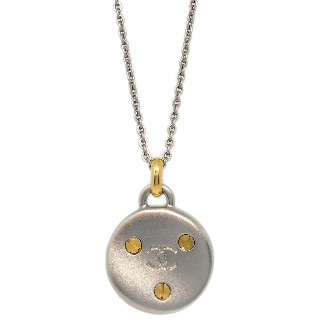 Chanel 98P Silver Plated Medallion Pendant Charm Necklace (1 of 4)
