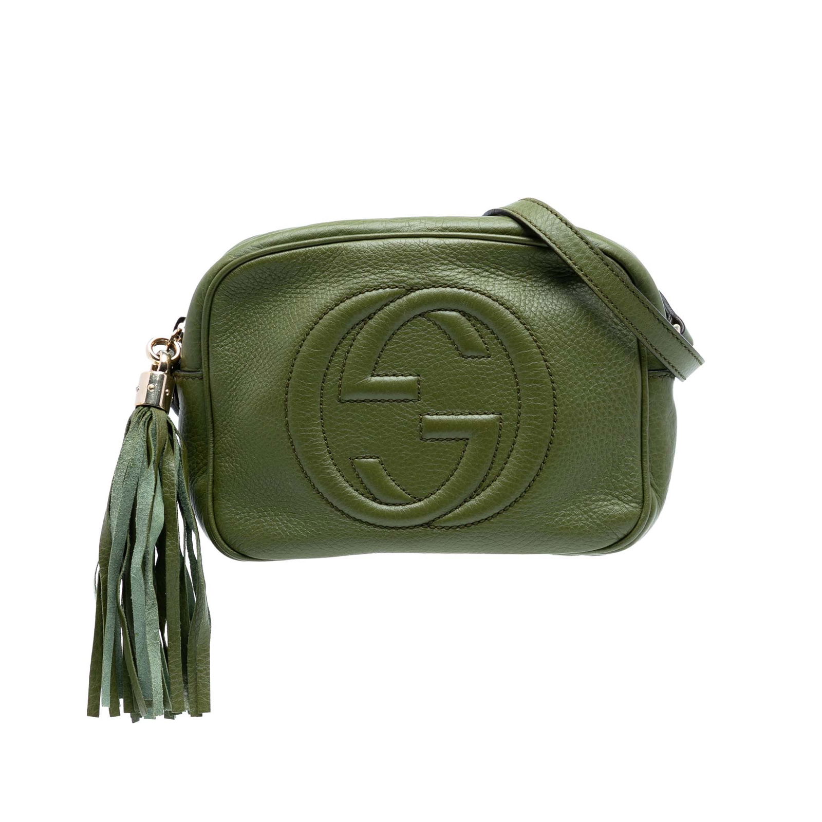 Green Gucci Soho Disco Leather Crossbody Bag with Tassel Accent (1 of 7)