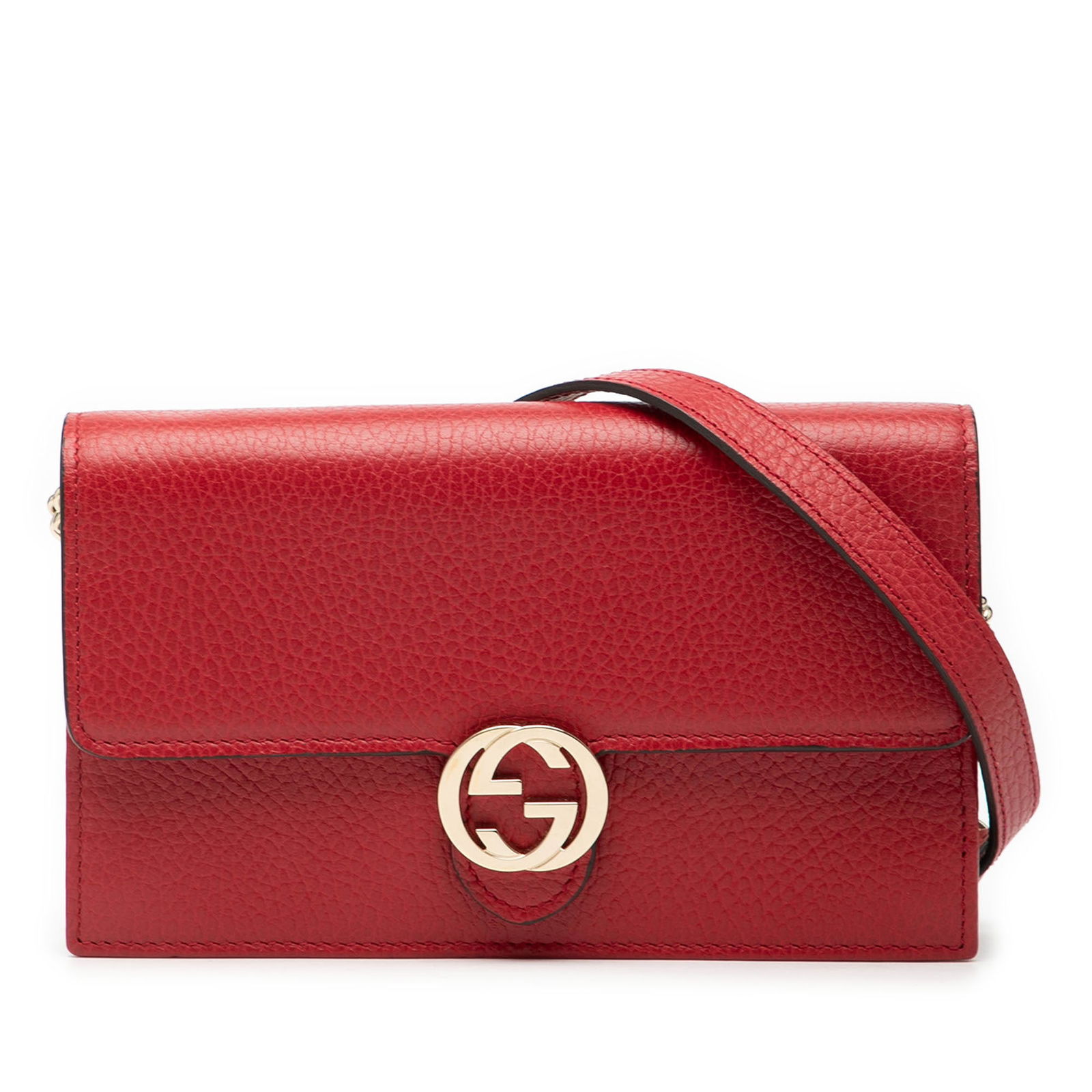 Gucci Interlocking G Leather Chain Wallet with Flap Closure (1 of 7)