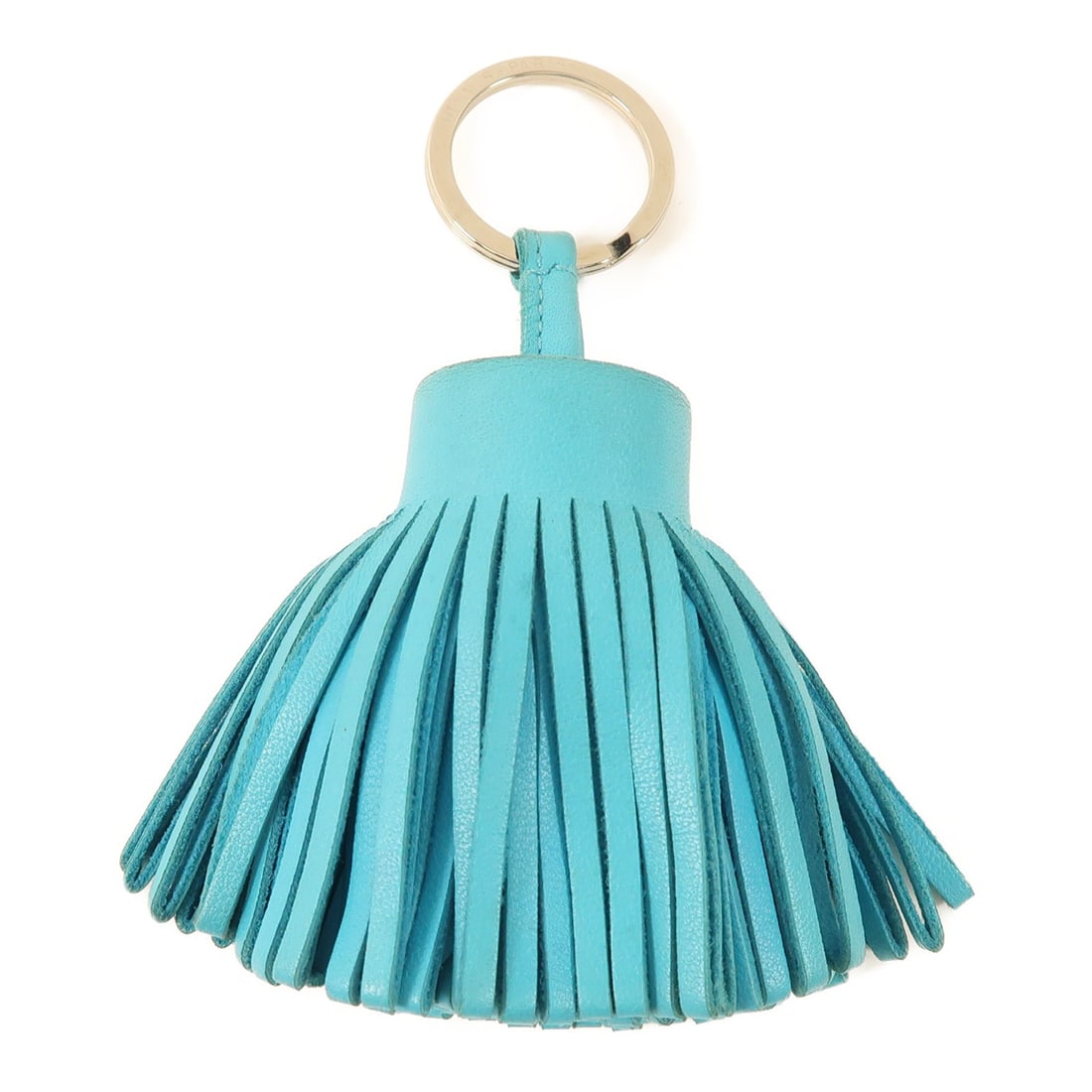 HERMES Carmen Key Ring Blue Calfskin Leather PHW (1 of 7)