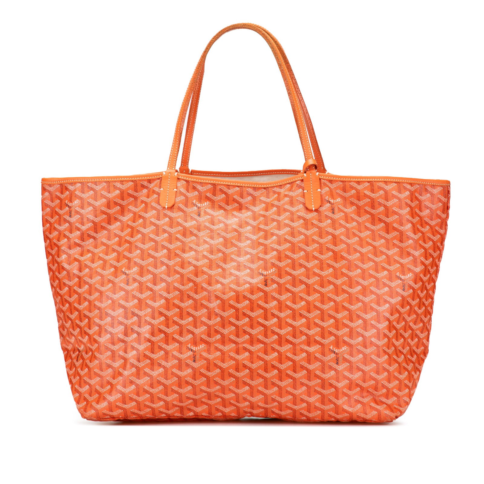 Goyardine Saint Louis GM Orange Coated Canvas Tote Bag: Goyardine Saint Louis GM Orange Coated Canvas Tote Bag Introducing the Goyardine Saint Louis GM, a stylish and functional tote bag. This exquisite piece features a durable coated canvas body with flat