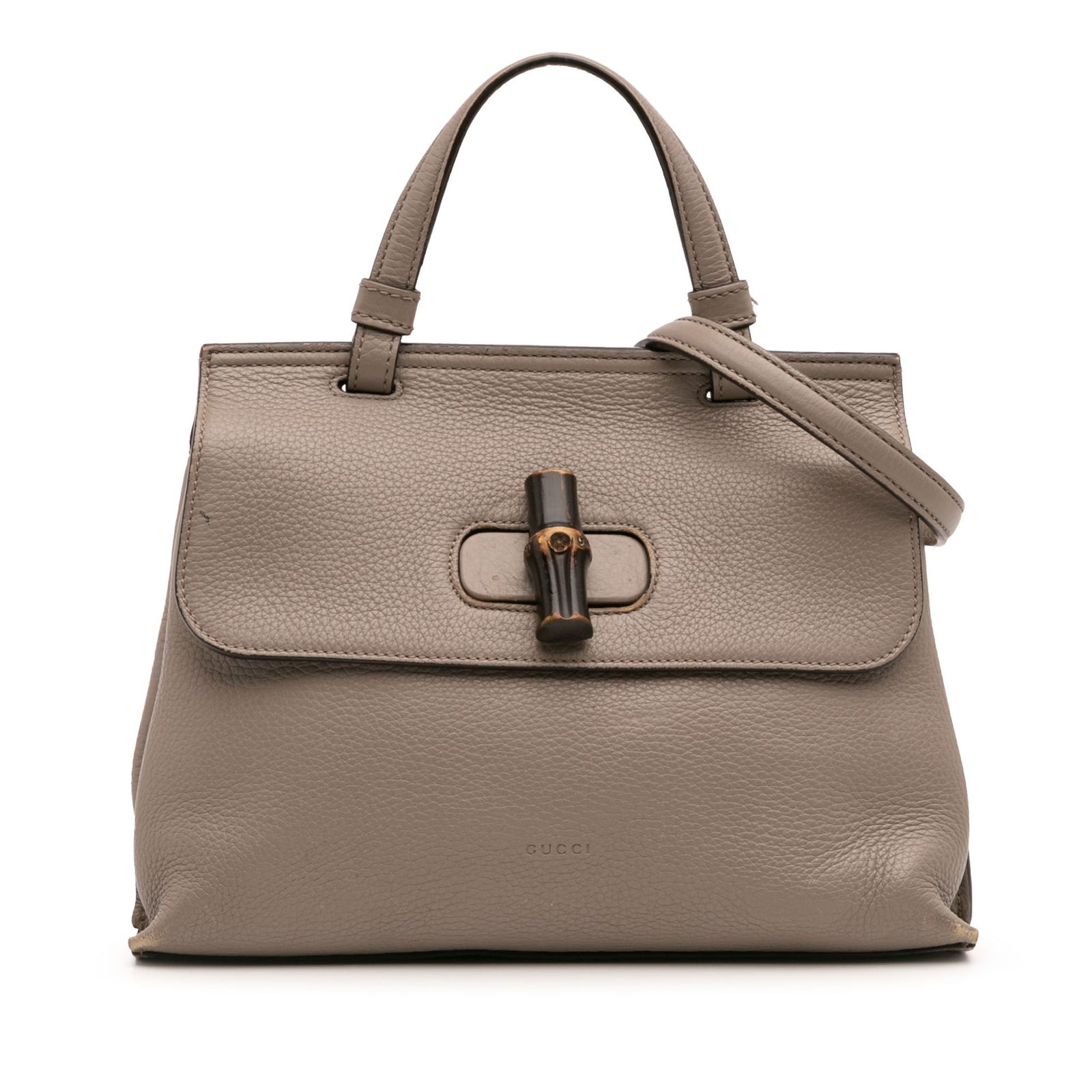 Gucci Small Leather Bamboo Daily Satchel Brown Italy (1 of 11)