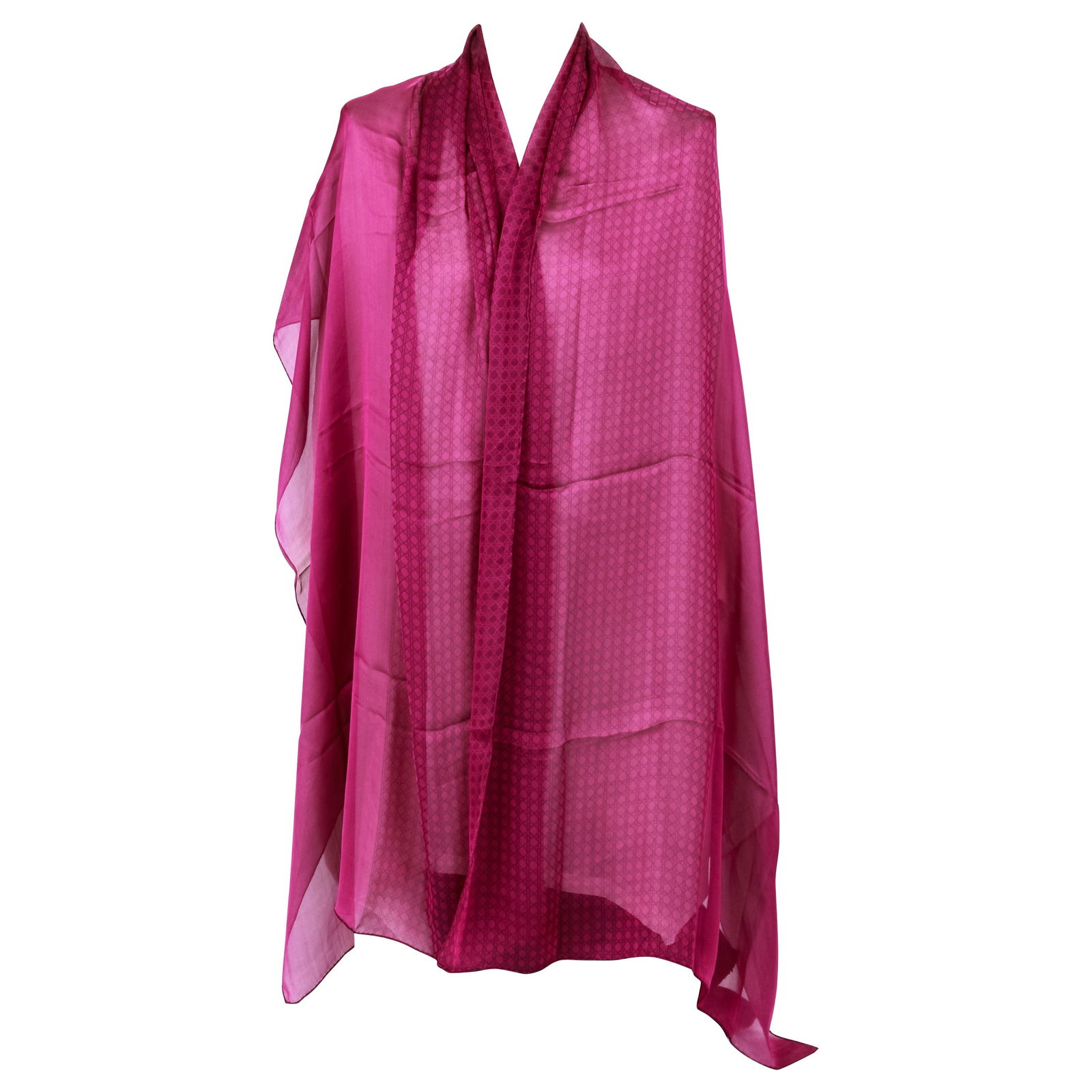 Christian Dior Purple Quilted Silk Chiffon Stol Scarf 27 x 88 Italy (1 of 6)