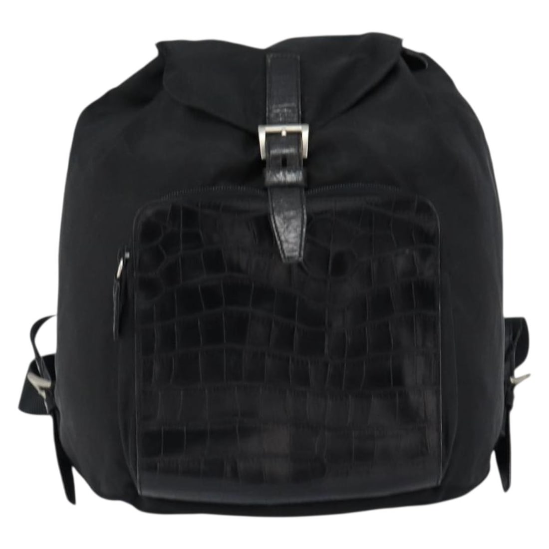 Black Prada Flap Backpack with Cinch Buckle Closure (1 of 2)