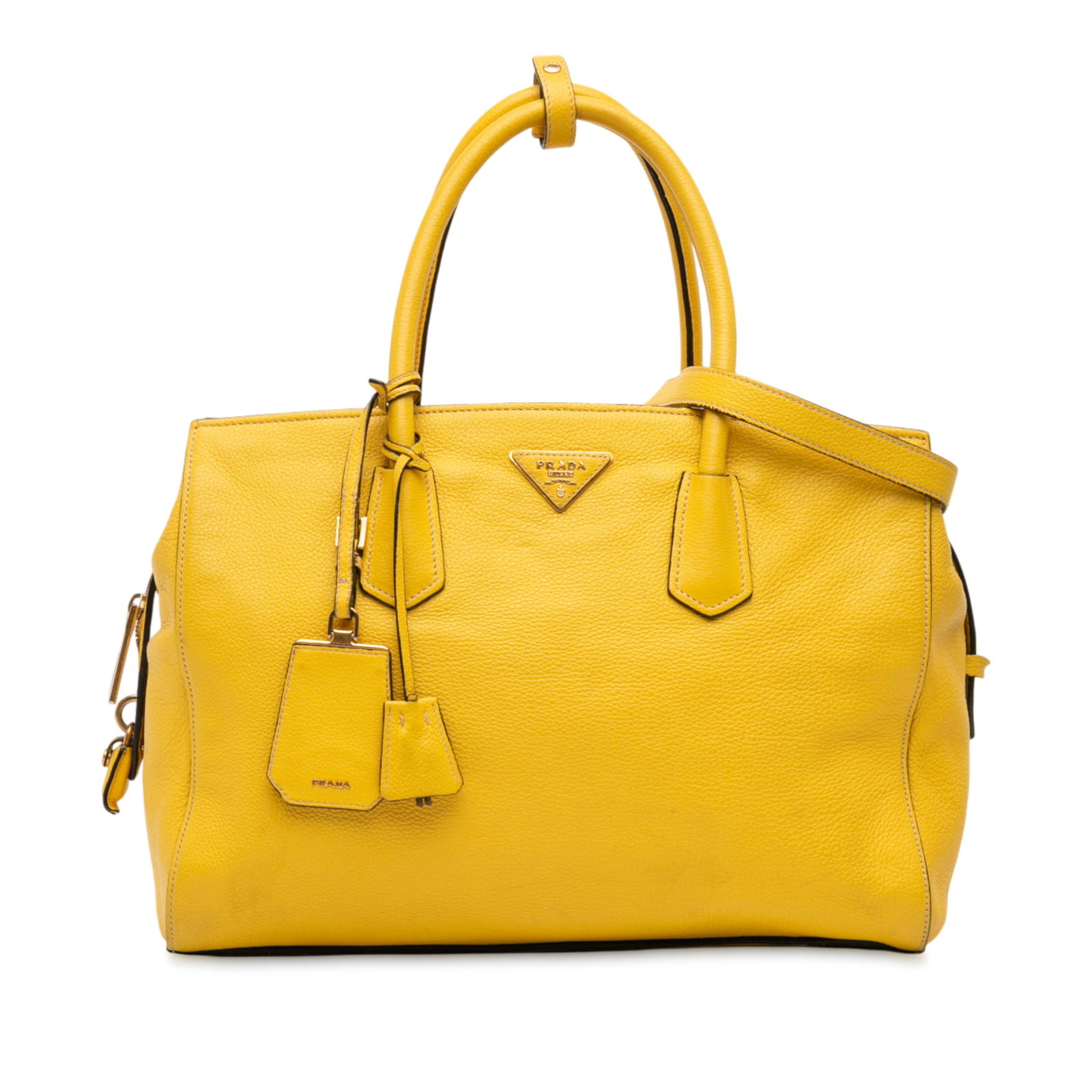 Prada Vitello Grain Leather Satchel in Yellow (1 of 11)