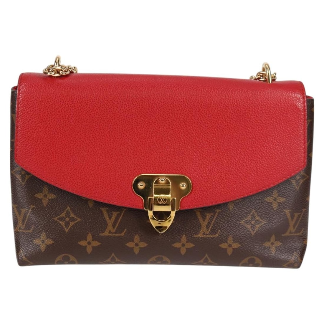 Saint Placide Shoulder Bag by Louis Vuitton in Red: Saint Placide Shoulder Bag by Louis Vuitton in Red Louis Vuitton Saint Placide shoulder bag in red features a classic design with a structured silhouette. The bag is crafted for women and shows signs