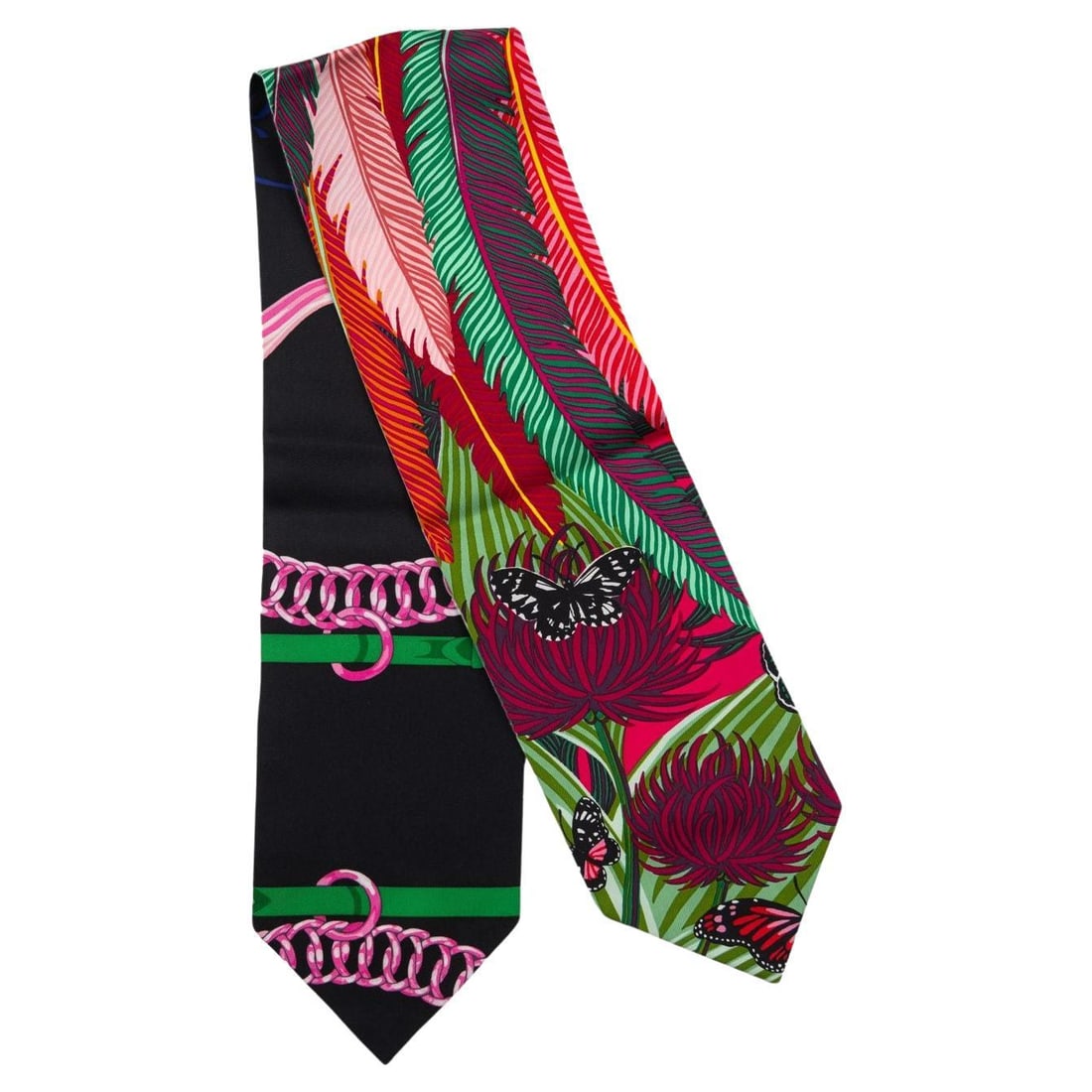 Hermes Multicolor Double Face Silk Feathers Ascot 33in (1 of 5)
