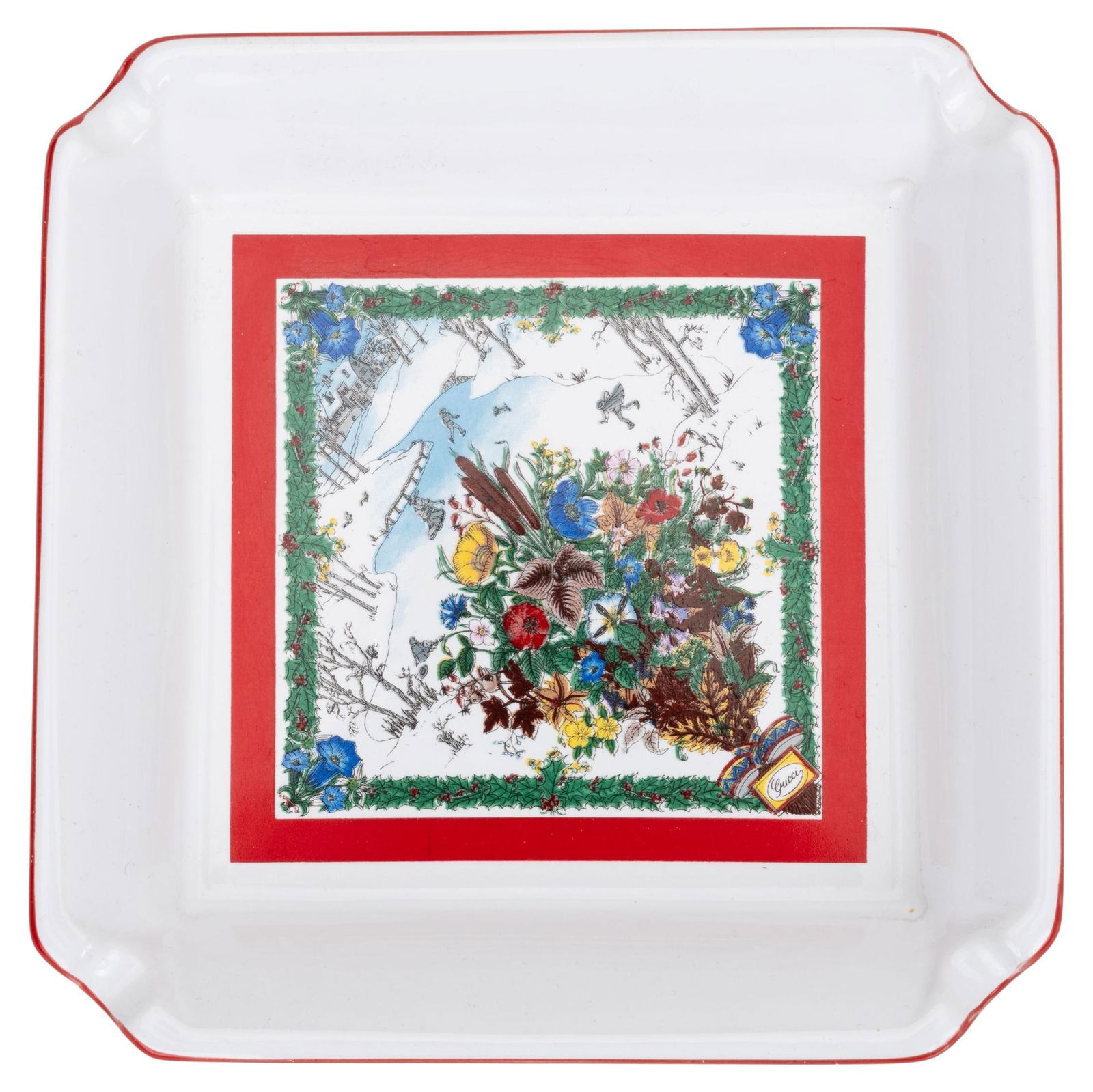 Gucci Vintage Porcelain Square Ashtray Flower Bouquet Design (1 of 4)