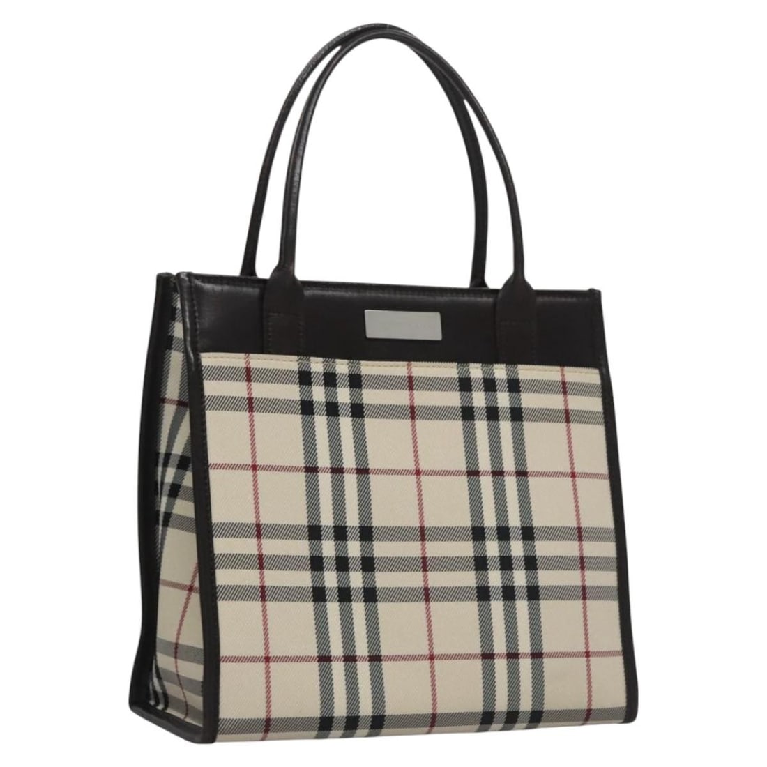 Burberry Nova Check Hand Bag Canvas Beige Brown Auth BA050 (1 of 18)