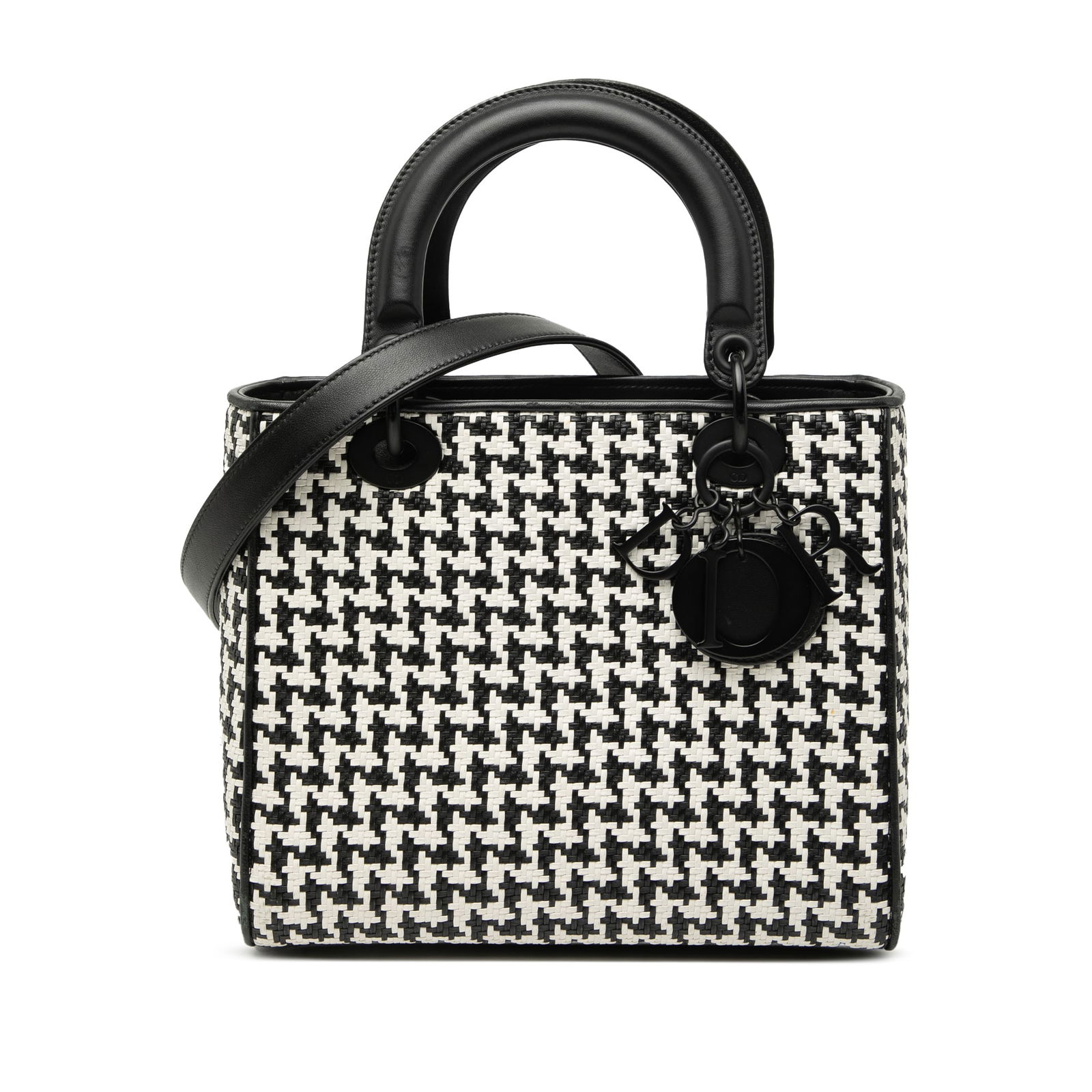 Dior Medium Lady Dior Black Houndstooth Calfskin Bag (1 of 7)