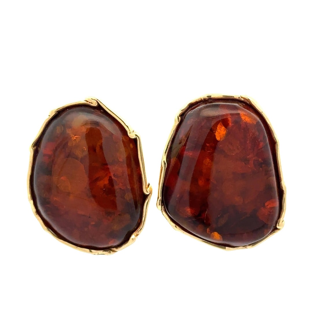 Handmade J. Bjerring Sorensen 14k Yellow Gold Amber Clip-On Earrings (1 of 11)